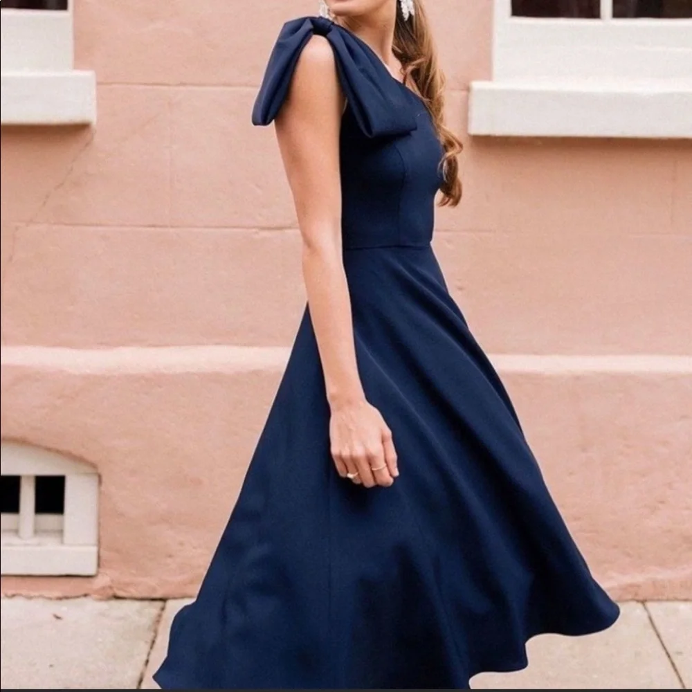 Gal Meets Glam Royal Blue One Shoulder Bow Dress - Picture 3 of 11